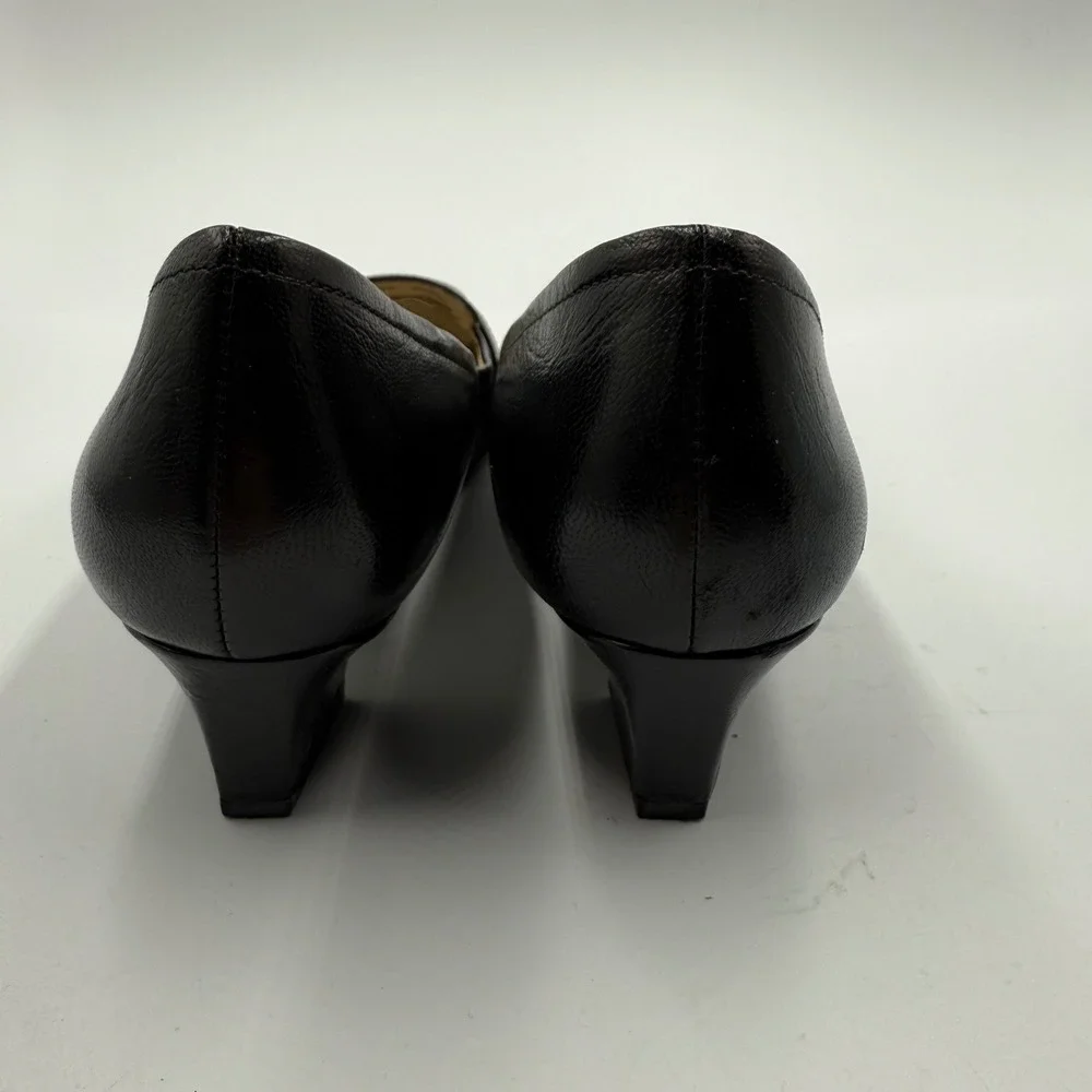 Naturalizer Fulton‎ Black Leather Square Toe Low Heel Loafer Shoes 7 1/2 N Y2K